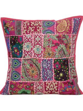 Oussum Handmade Pillow Cover Cotton Patchwork Cushion Cover Square Set of 1